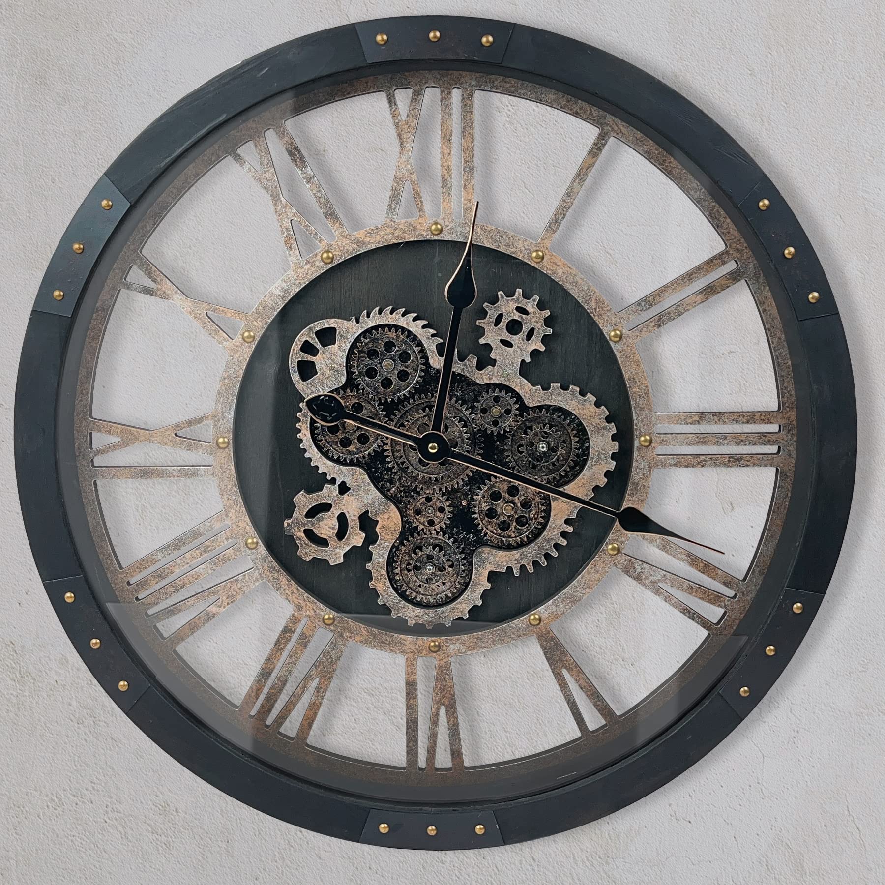 DORBOKER Large Moving Gears Wall Clocks for Home Decor, Wall Clock